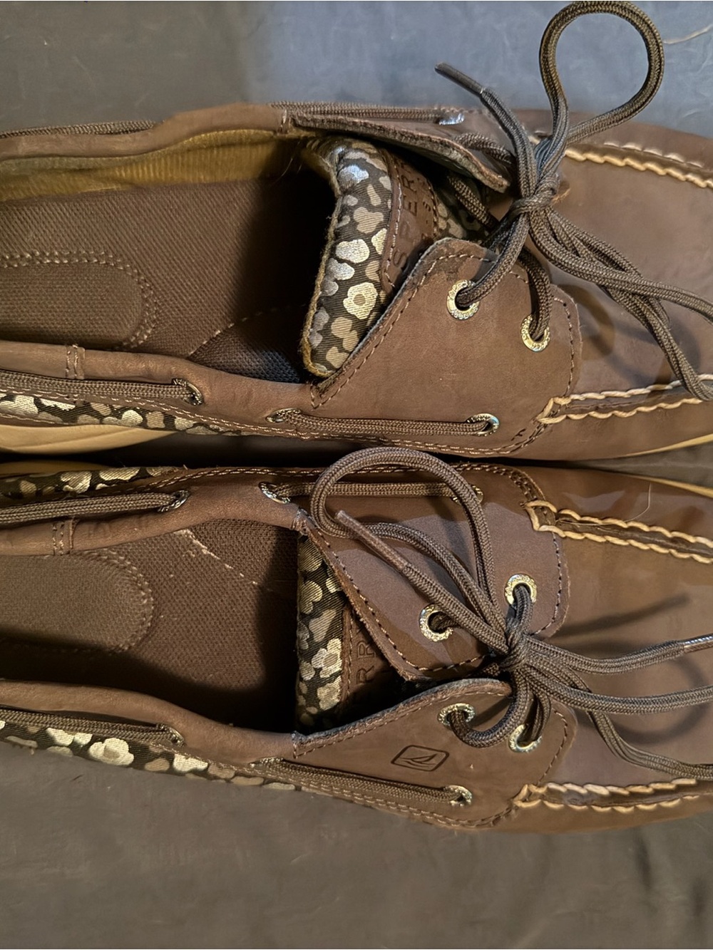 Sperry Brown Women's Boat Shoes with Cheetah Print